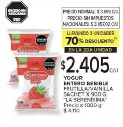 La Serenísima - YOGUR ENTERO BEBIBLE FRUTILLA/VAINILLA