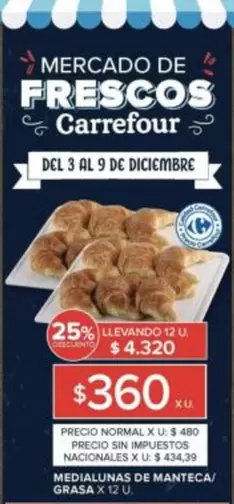 Carrefour - MEDIALUNAS DE MANTECA/ GRASA X 12 U