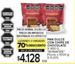 Bonafide - PAN DULCE CON CHIPS DE CHOCOLATE