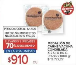 X$ - MEDALLÓN DE CARNE VACUNA CONGELADA