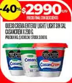 Casancrem - QUESO CREMA ENTERO/ LIGHT/ LIGHT SIN SAL