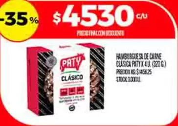 Paty - HAMBURGUESA DE CARNE CLASICA