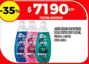 Skip - JABON LIQUIDO CONCENTRADO CICLOS CORTOS