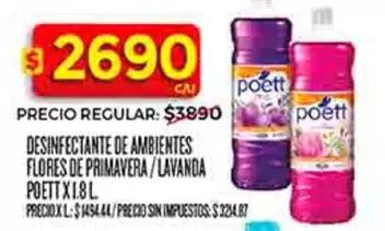 Poett - DESINFECTANTE DE AMBIENTES FLORES DE PRIMAVERA/LAVANDA