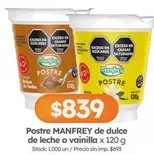 Manfrey - Postre de dulce de leche o vainilla
