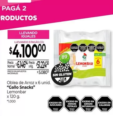 Gallo Snacks - Oblea de Arroz x 6 unid.