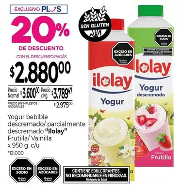 Ilolay - Yogur bebible descremado/parcialmente descremado