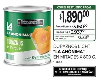 La Anónima - DURAZNOS LIGHT