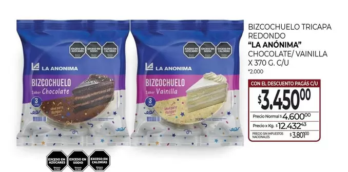 La Anónima - BIZCOCHUELO TRICAPA REDONDO