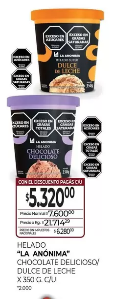 La Anónima - CHOCOLATE DELICIOSO/ DULCE DE LECHE