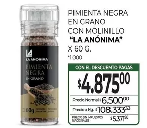 La Anónima - PIMIENTA NEGRA EN GRANO CON MOLINILLO