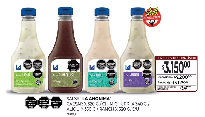 La Anónima - CAESAR / CHIMICHURRI / ALIOLI / RANCH