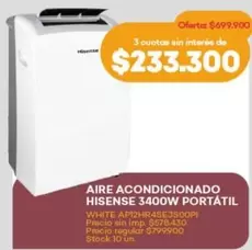 Hisense - AIRE ACONDICIONADO 3400W PORTÁTIL