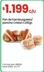 Cristal - Pan de hamburguesa/pancho