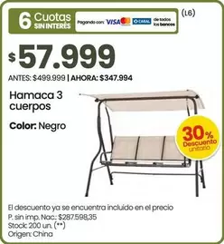 Negro - Hamaca 3 cuerpos