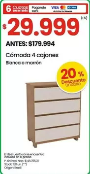 Blanca - Cómoda 4 cajones