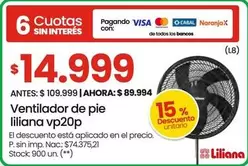 Liliana - Ventilador de pie vp20p