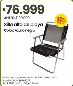 Negro - Silla alta de playa