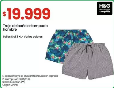 XL - Traje de baño estampado hombre