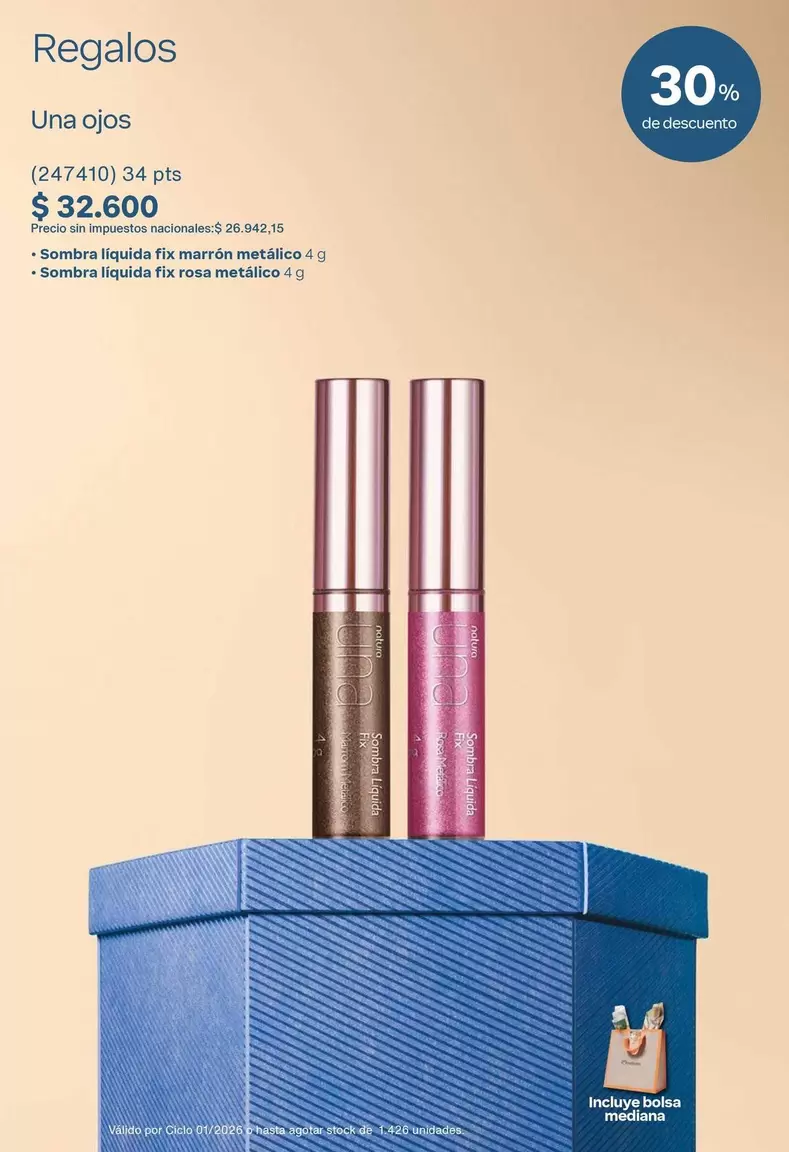 Sombra Líquida Fija Marrón Metálico + Sombra Líquida Fija Rosa Metálico