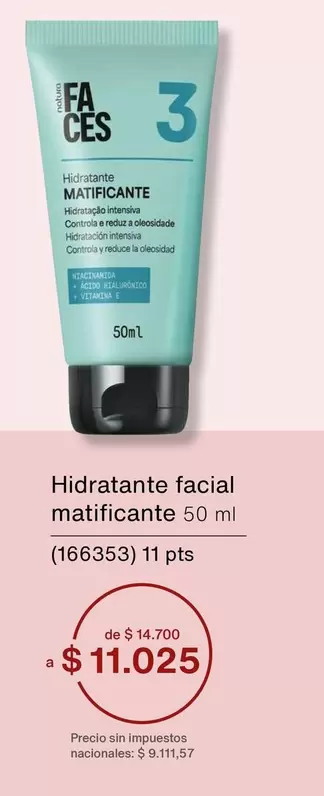 Natura - Hidratante facial matificante 50 ml