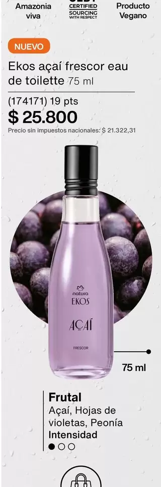 Amazonia - açaí frescor eau de toilette 75 ml