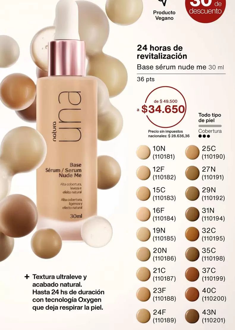 Una - Base sérum nude me 30 ml