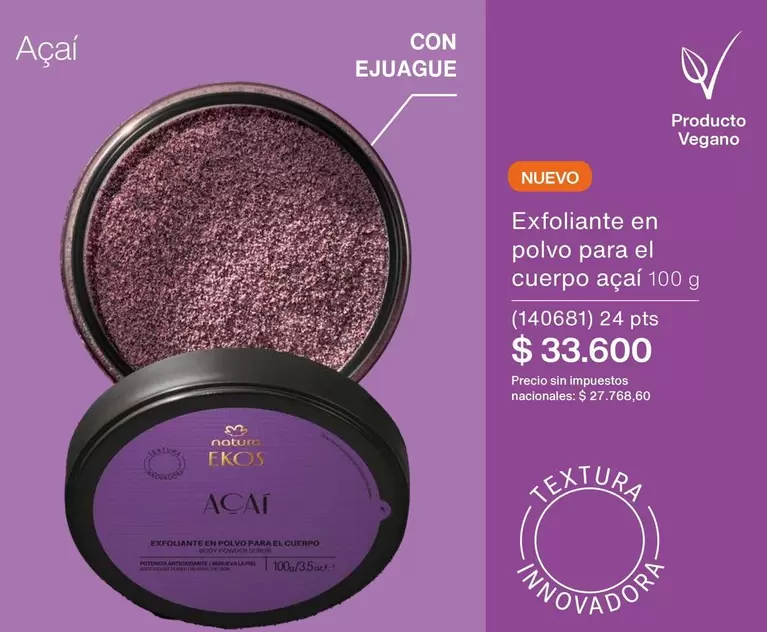 Natura - Exfoliante en polvo para el cuerpo açaí 100 g