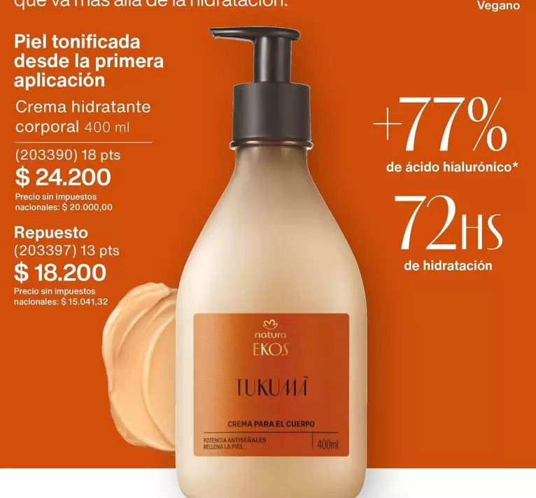 Natura - Crema hidratante corporal 400 ml (203390), Repuesto (203397)