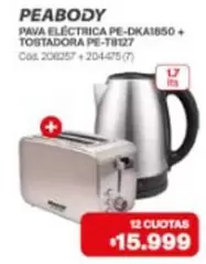Peabody - PAVA ELÉCTRICA PE-DKA1650 + TOSTADORA PE-T8127