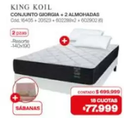 King Koil - CONJUNTO GIORGIA + 2 ALMOHADAS Cod. 18405+20523+602289x2+602902(