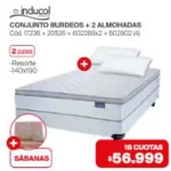 Inducol - CONJUNTO BURDEOS +2 ALMOHADAS