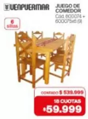 JUEGO DE COMEDOR Cód. 600074- 600075x6 (9)