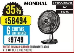 Mondial - TURBOVENTILADOR VTX-40-8P