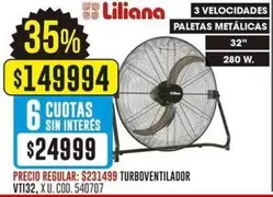 Liliana - TURBOVENTILADOR VT132, XU. COD. 540707