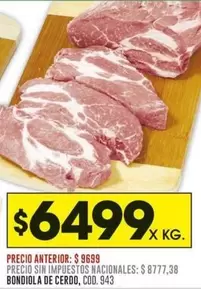 X$ - BONDIOLA DE CERDO, COD. 943