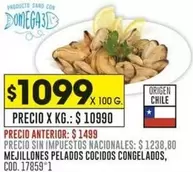 X$ - MEJILLONES PELADOS COCIDOS CONGELADOS, COD.17859*1