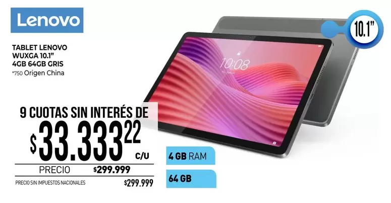 Lenovo - TABLET WUXGA 10.1 4GB 64GB CRIS