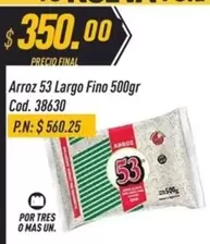 53 - Arroz Largo Fino 500gr Cod. 38630