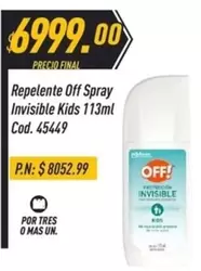 Off - Spray Invisible Kids 113ml Cod. 45449