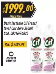 Cif - Desinfectante Fresc/lava/Citr Aero 360ml Cod. 50316/46025