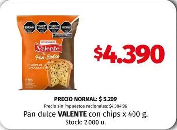 Valente - Pan dulce con chips