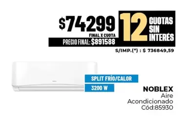 Noblex - Aire Acondicionado Cód:85930