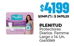 Plenitud - Protectores Diarios Femme Largo x 14 Un.