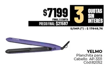 Yelmo - Planchita para Cabello AP-3311