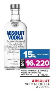 Absolut - Vodka Botella