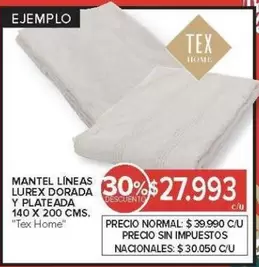 X$ - MANTEL LÍNEAS LUREX DORADA Y PLATEADA