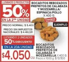 X$ - BOCADITOS REBOZADOS PREFRITOS DE CALABAZA Y MOZZARELLA/ ESPINACA/POLLO