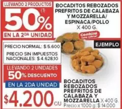 X$ - BOCADITOS REBOZADOS PREFRITOS DE CALABAZA Y MOZZARELLA/ESPINACA/POLLO