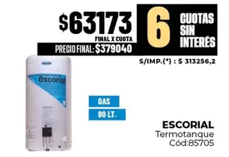 Escorial - Termotanque Cód:85705